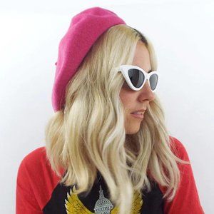Vintage 90s Pink Wool Beret hat